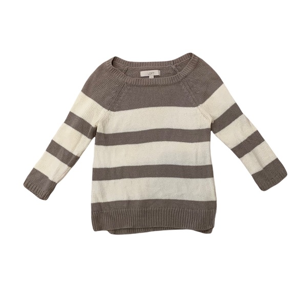 Loft gray and white striped sweater - Picture 1 of 2